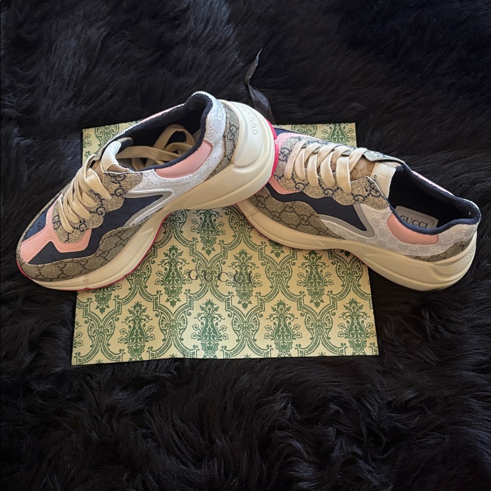 Gucci Pink, Gray and Navy Women's Chunky Sneakers - Picture 3 of 11
